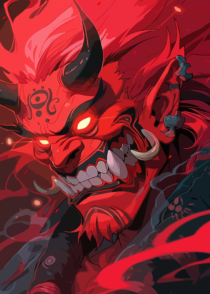 Red Oni Demon Illustration