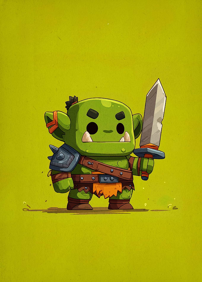 Cartoon Orc Warrior with Sword