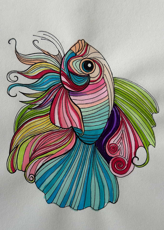 Colorful Betta Fish Illustration