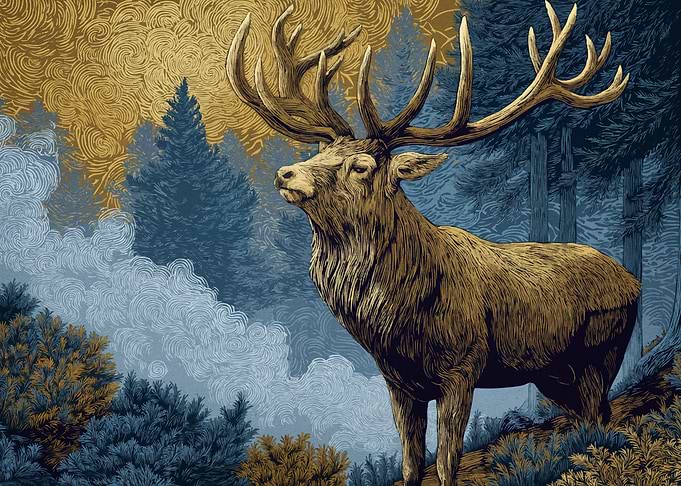 Majestic Elk Forest