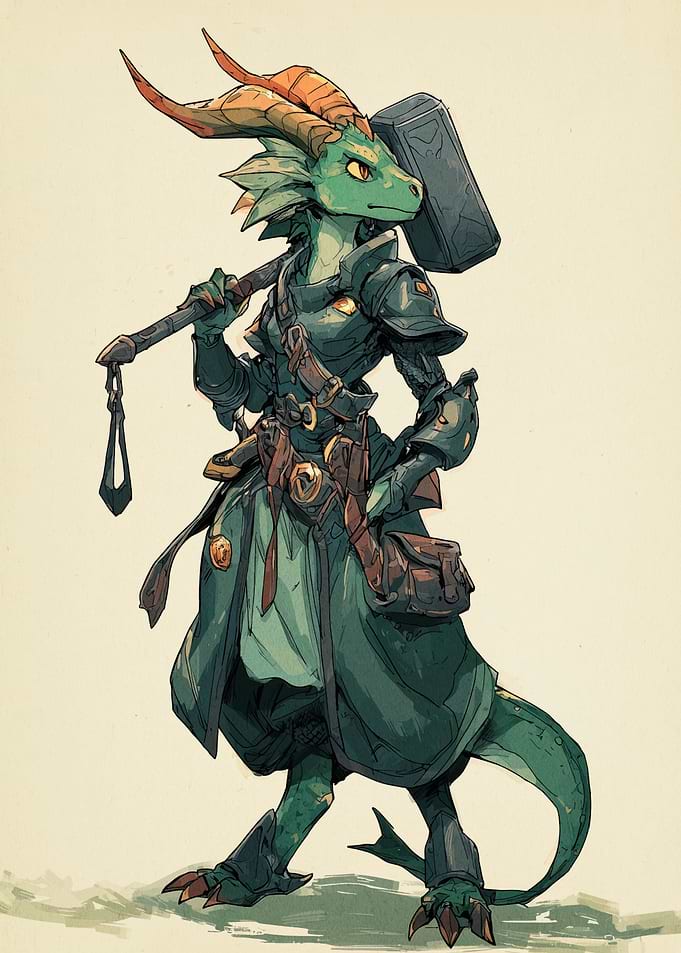 Dragonborn Warrior with Hammer