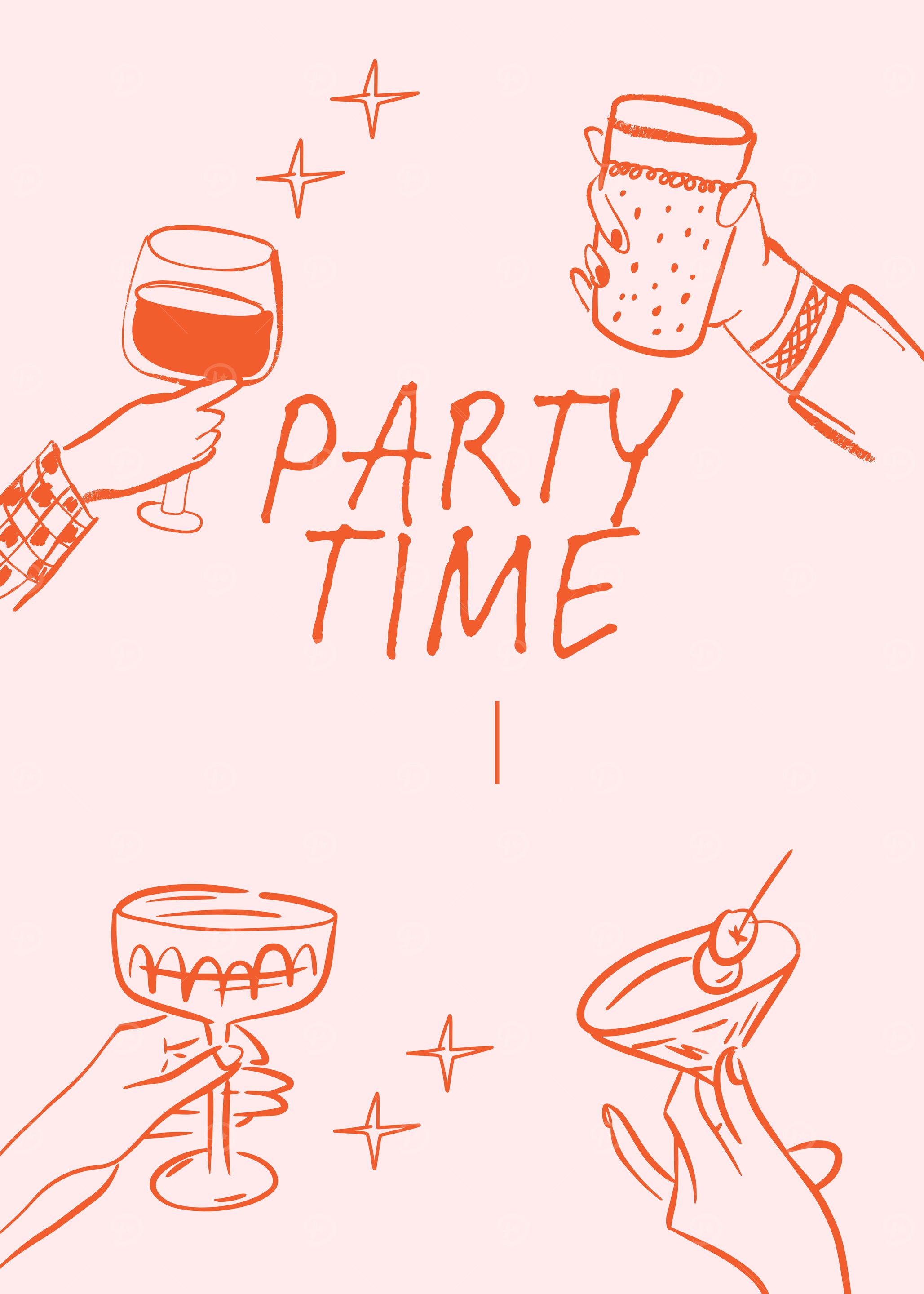 Party Time Drinks Illustration