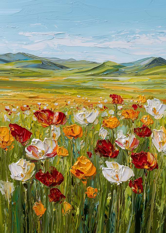 Impasto Flower Field Painting