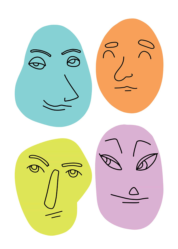 Abstract Faces with Colorful Backgrounds
