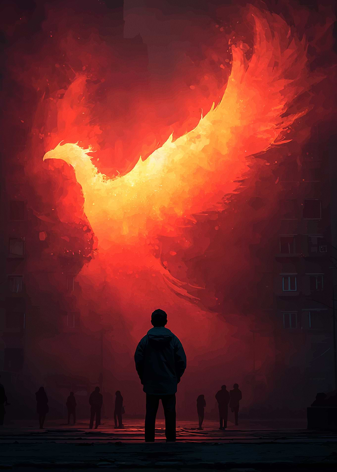 Phoenix Rising in Urban Landscape