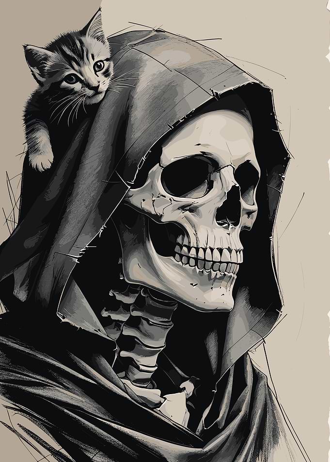 Grim Reaper with Kitten