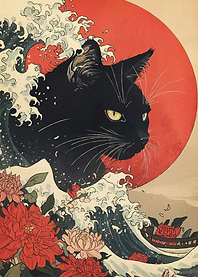 Cat Ukiyo-e Style