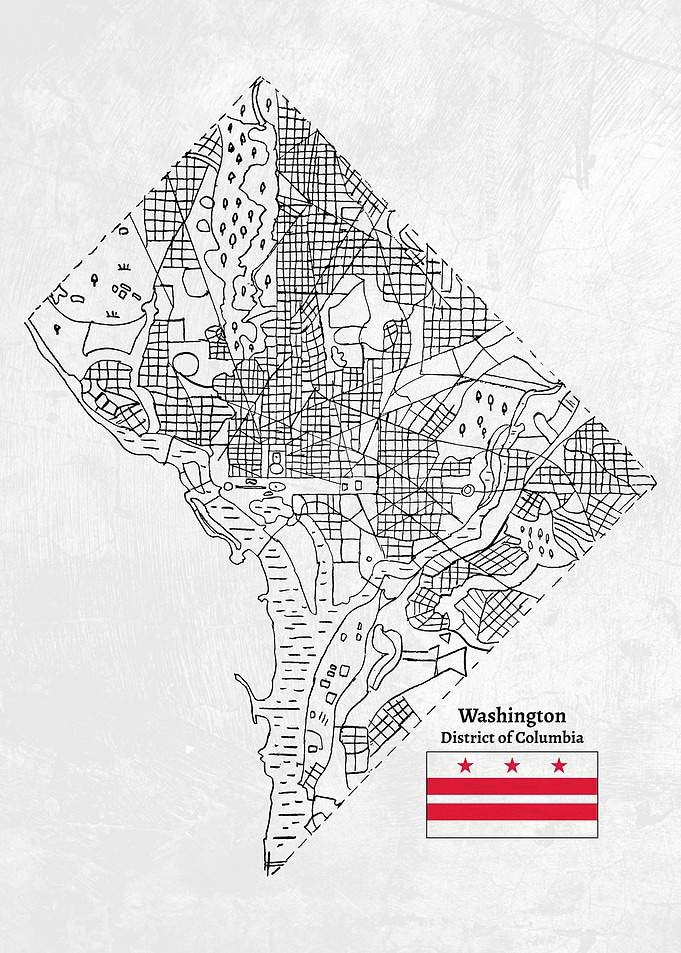 Hand Drawn Map of Washington D.C.