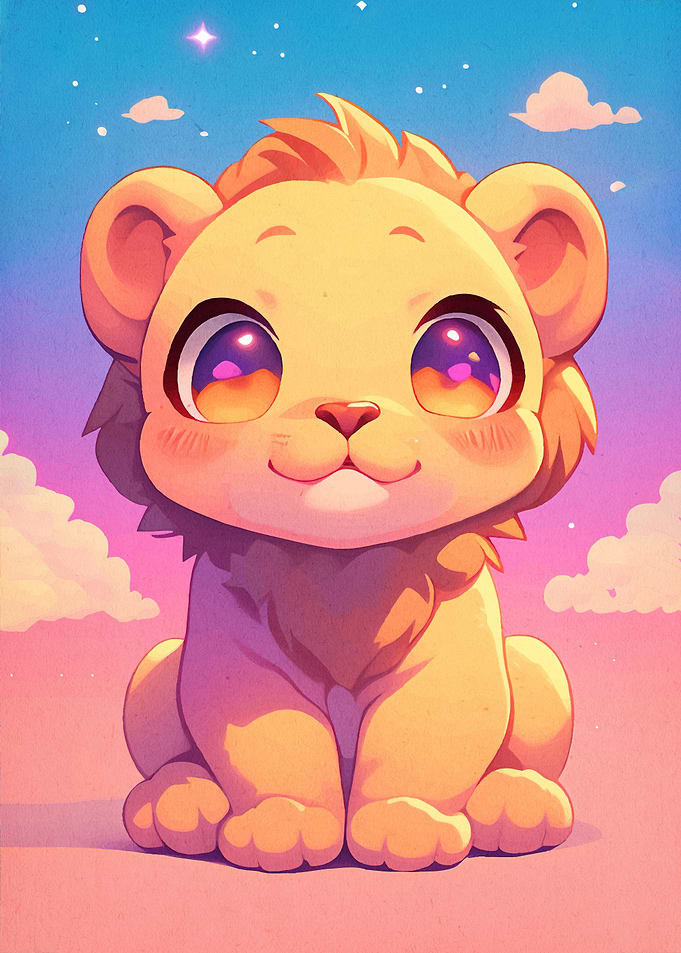 Cute Cartoon Lion Animal