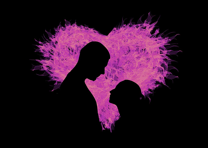 Silhouette Couple with Heart