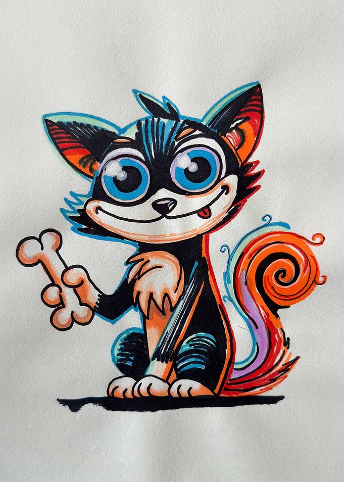 Cartoon Cat with Bone