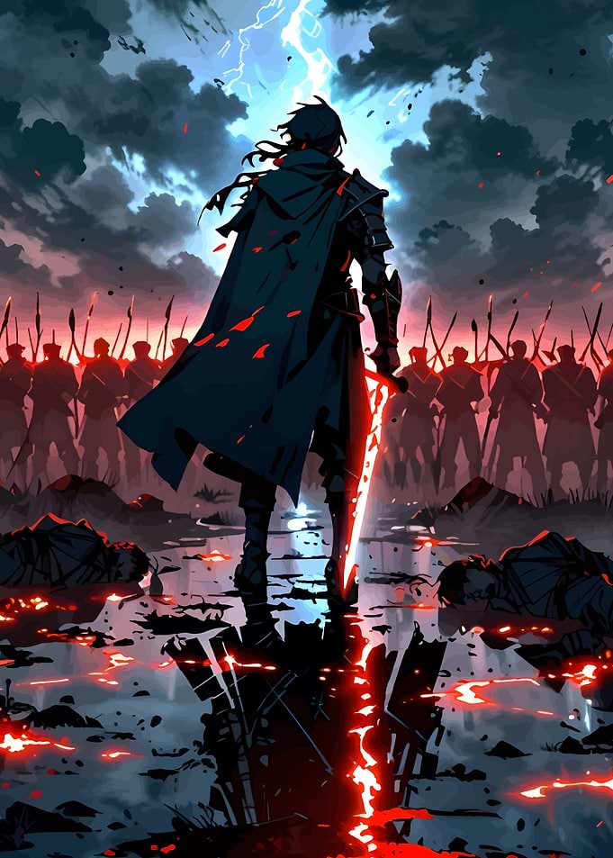 Dark Warrior with Glowing Sword