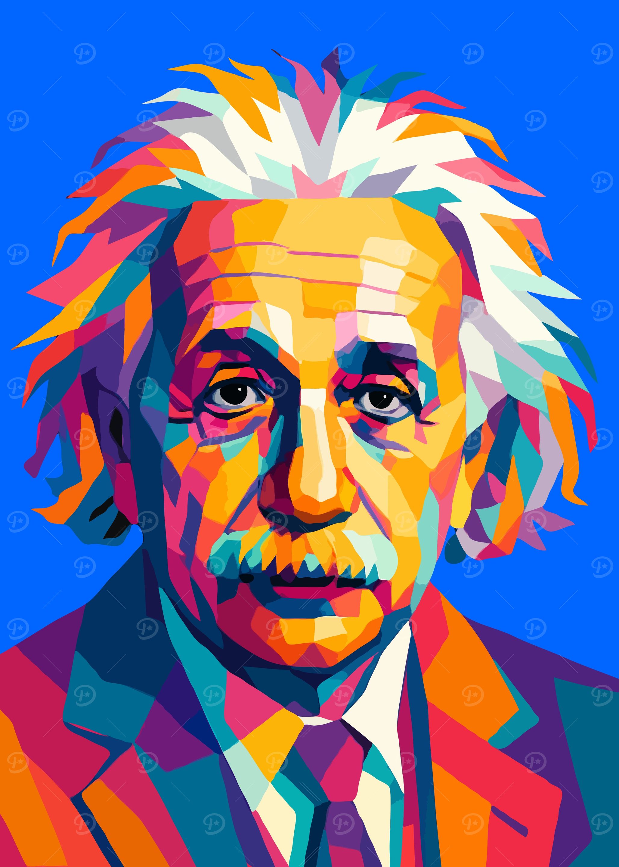 Colorful Portrait of Albert Einstein Wpap Art
