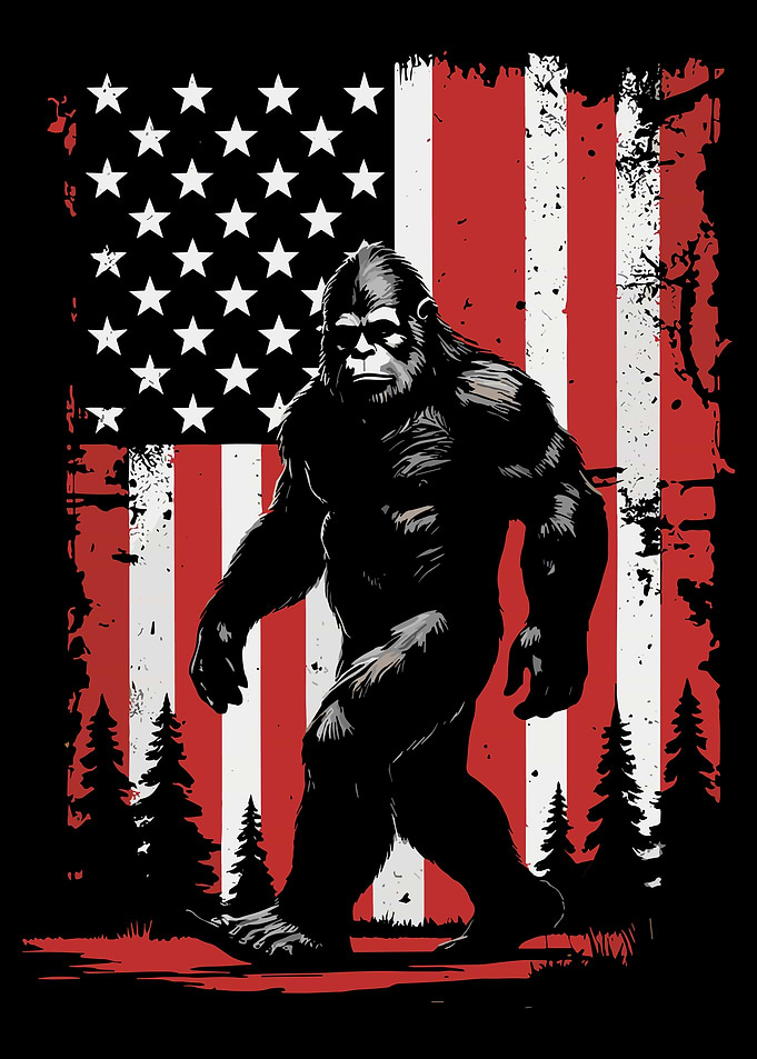 Bigfoot with American Flag