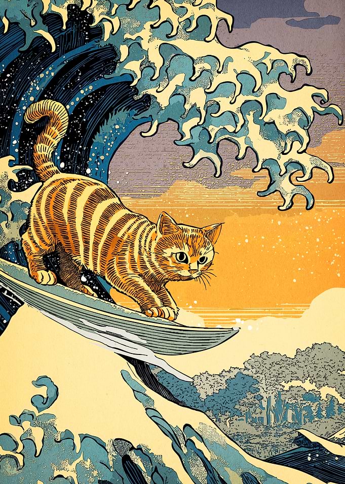 Surfing Cat Wave
