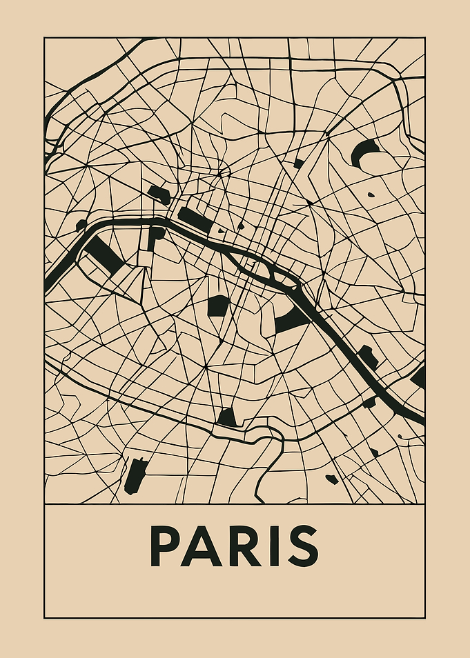 Paris City Map Minimalist Art