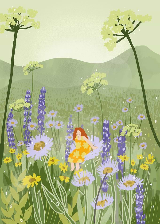 Girl in a flower field