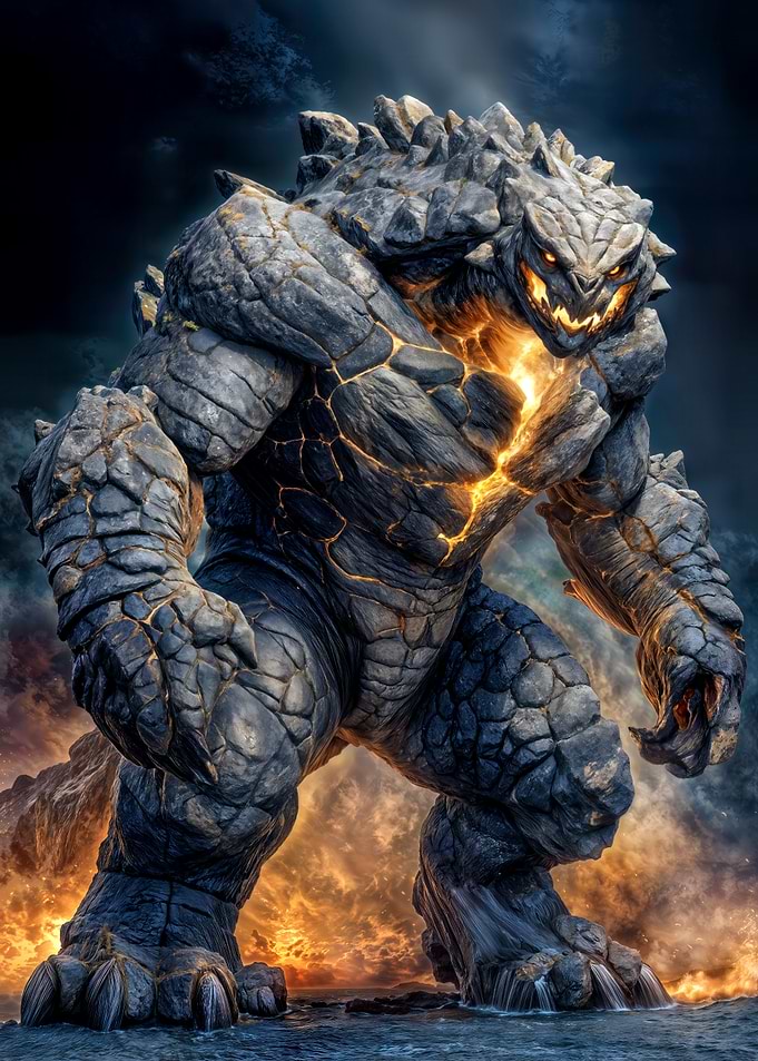 Stone Monster with Lava Glow