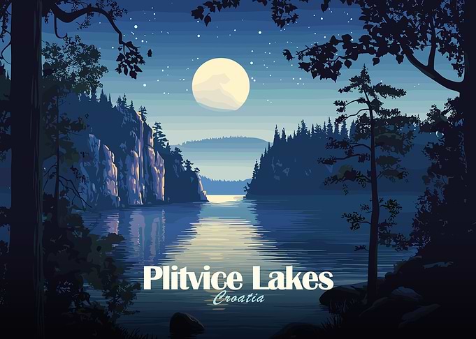 Plitvice Lakes Croatia Night Landscape
