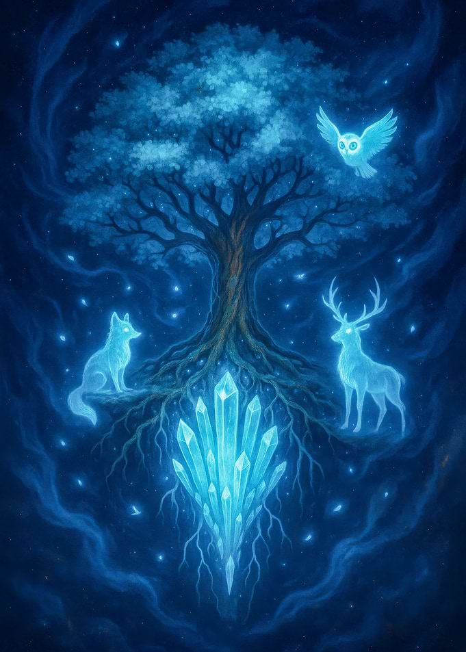 Mystical Tree with Spirit Animals