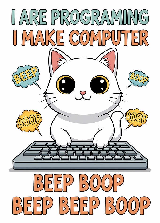 Funny Programming Cat Meme - 'I Are Programing'