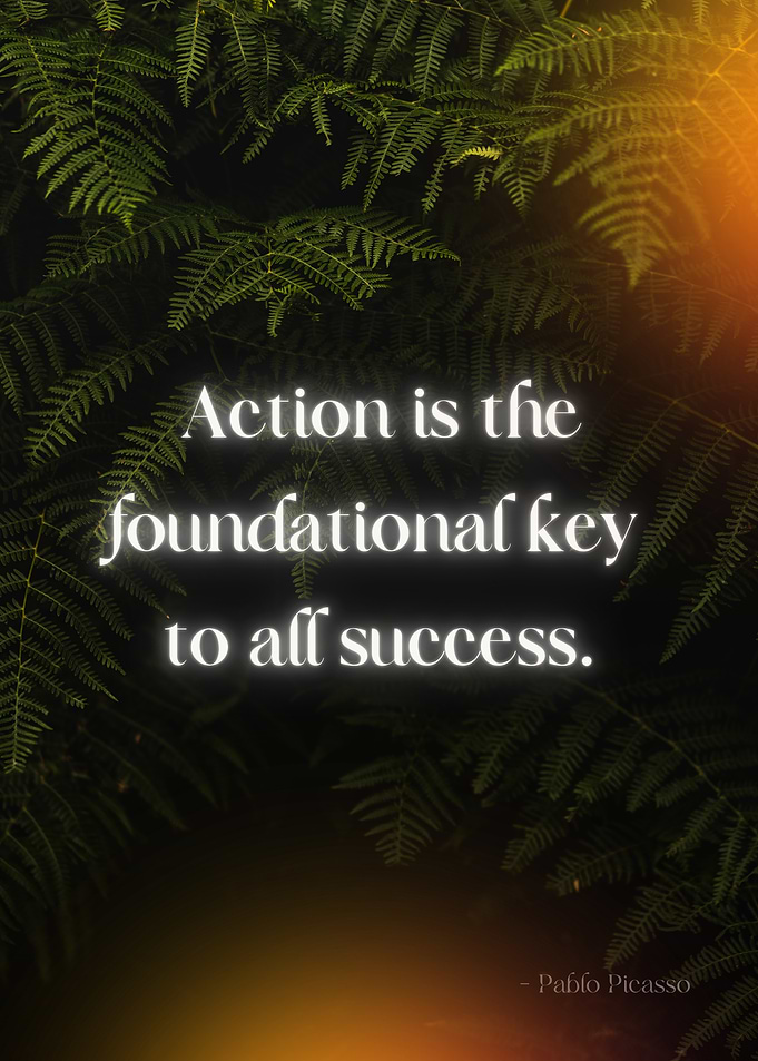 Action is the Key – Pablo Picasso Success Quote Poster