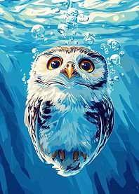 Underwater Owl Illustration