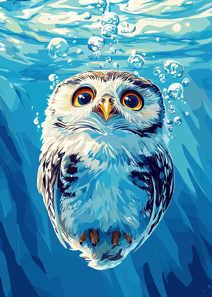 Underwater Owl Illustration