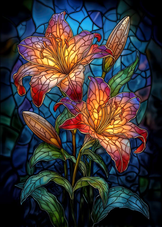 Stained Glass Lily Flowers