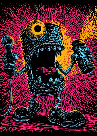 Monster with Microphone and Spray Can