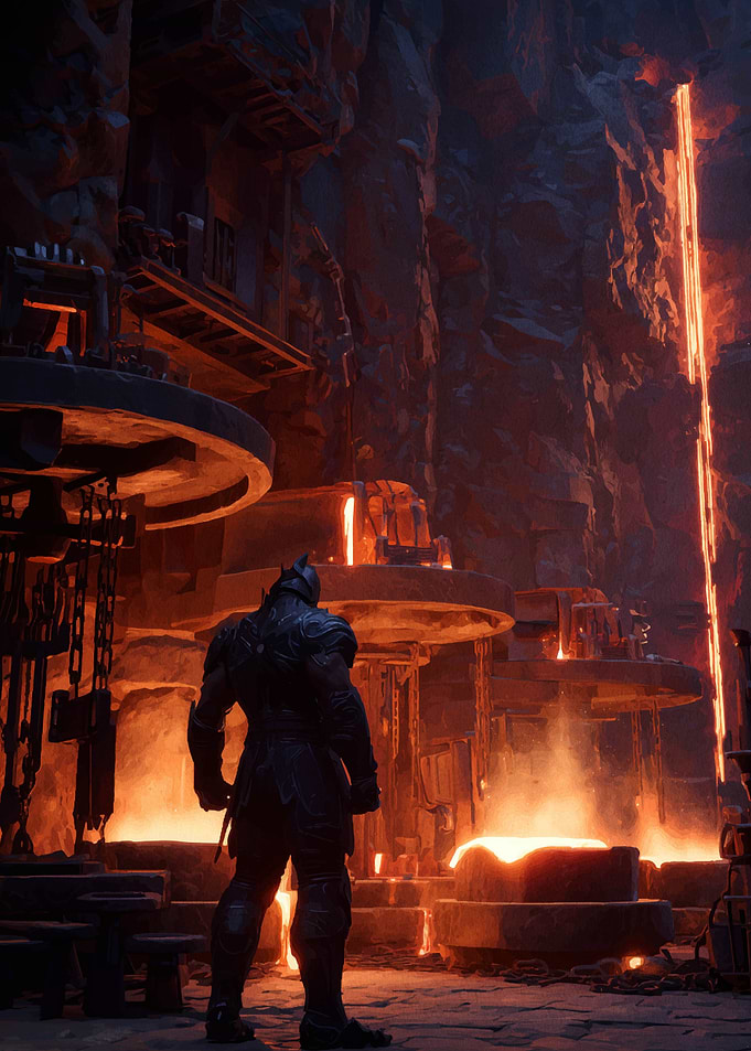 Fantasy Blacksmith in Fiery Forge
