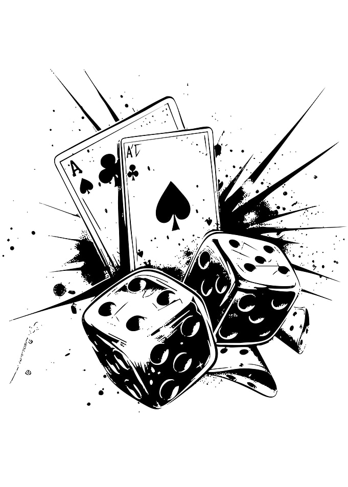 Dice and Cards Black and White