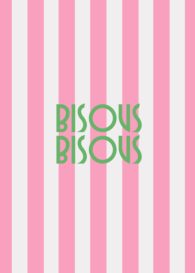 Bisous Bisous Pink and White Stripes