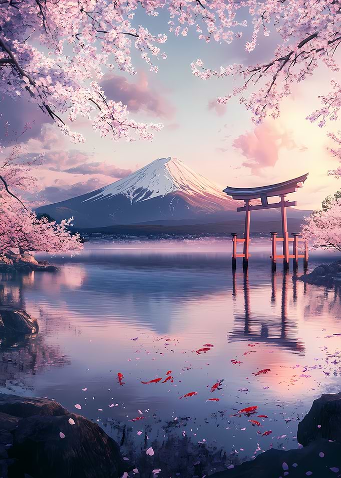 Mount Fuji Cherry Blossom Serenity