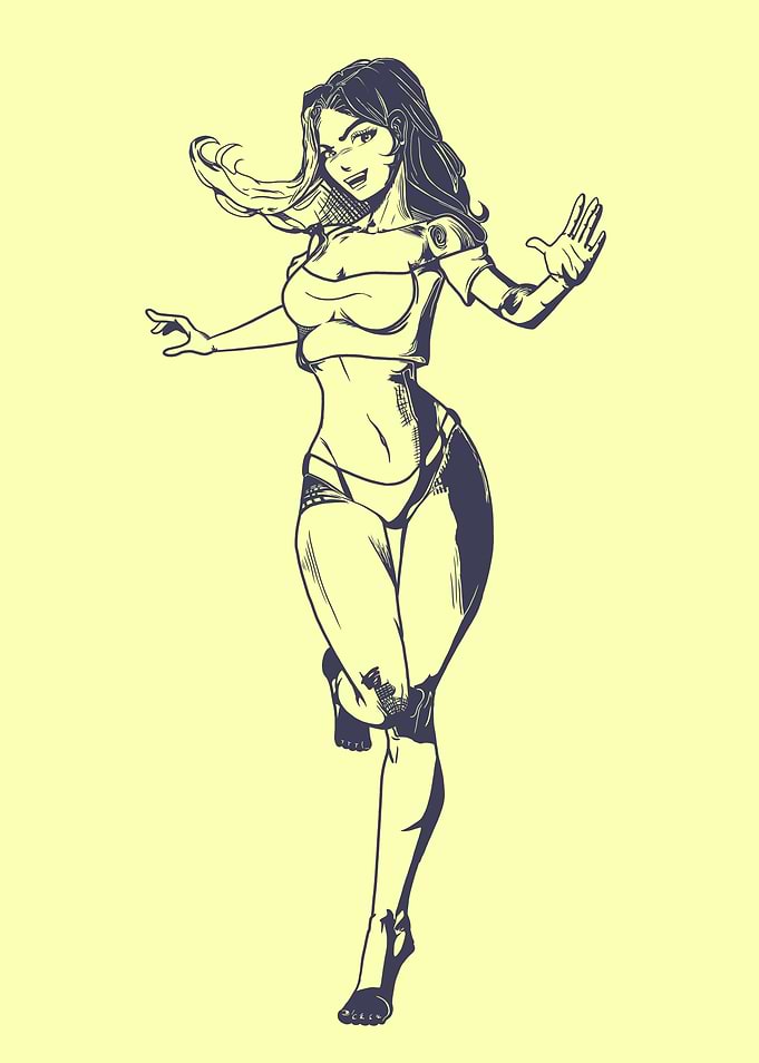 Sketch of a woman running