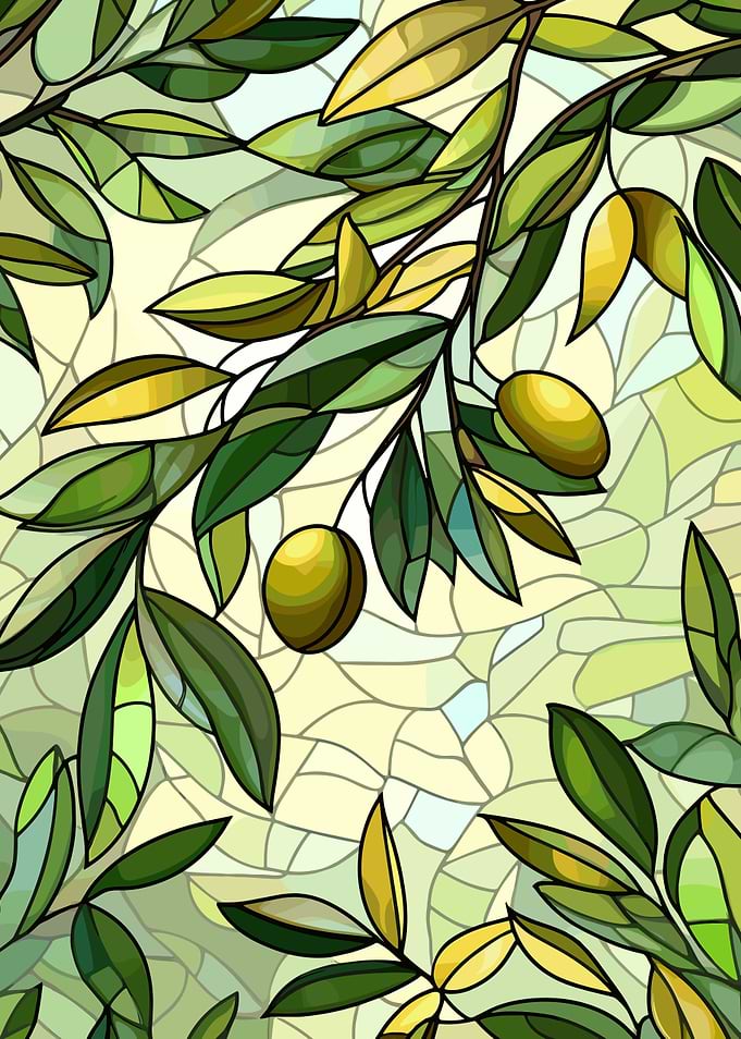 Olive Branch Stained Glass Illustration