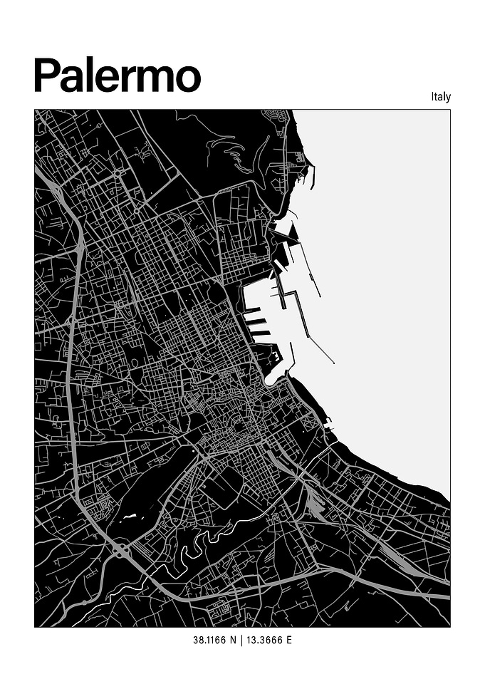 Palermo Black and White Map