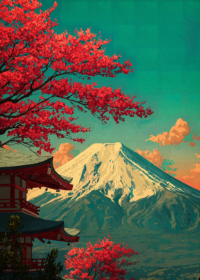 Mount Fuji with Cherry Blossoms