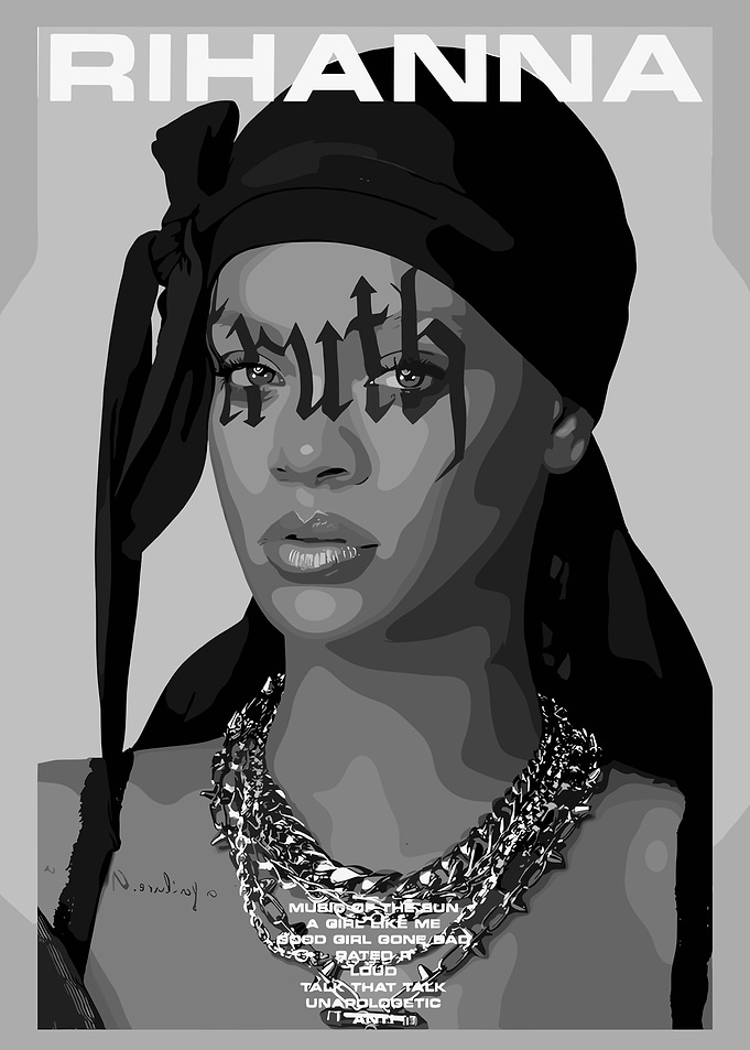 Rihanna Portrait with 'Truth' Face Tattoo