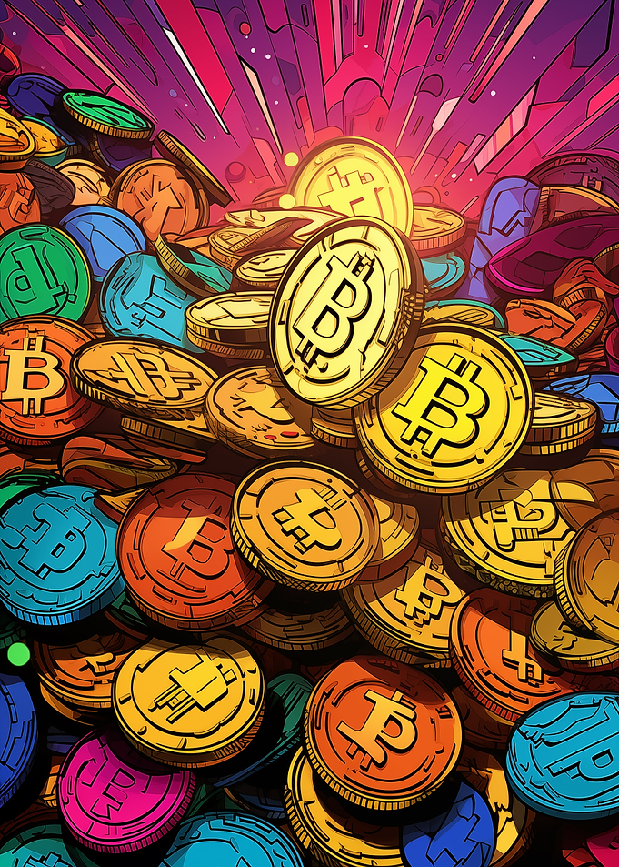 Colorful Bitcoin Coins