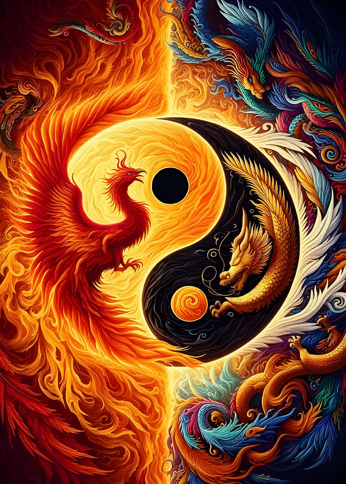 Yin Yang Phoenix and Dragon
