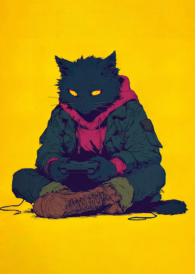 Gamer Cat with Controller