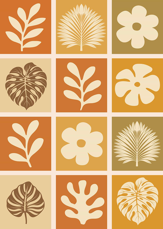 Botanical Pattern in Earth Tones