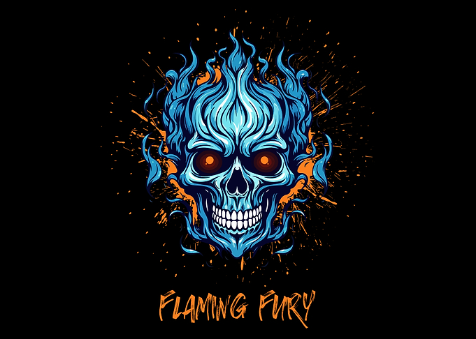 Flaming Fury Skull Illustration
