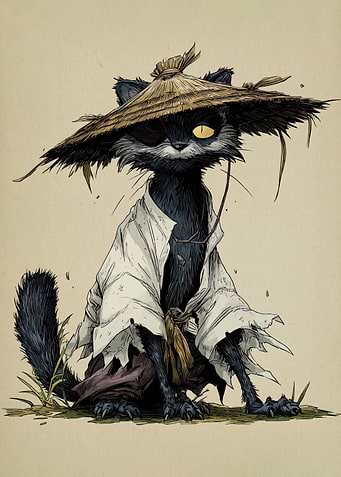 Samurai Cat Illustration