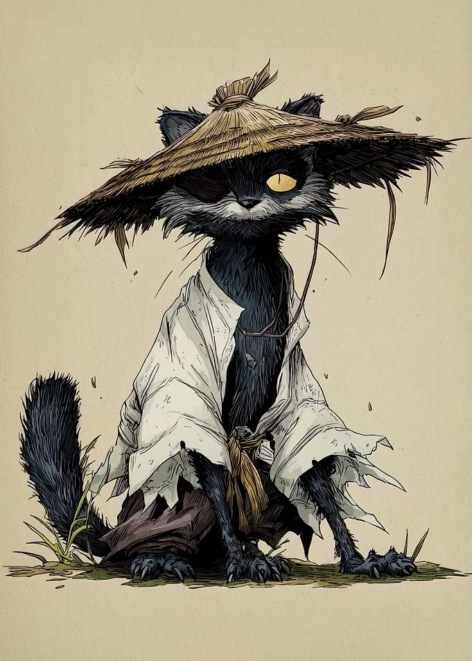 Samurai Cat Illustration