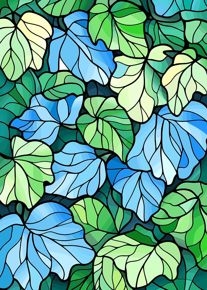 Stained Glass Leaves Pattern