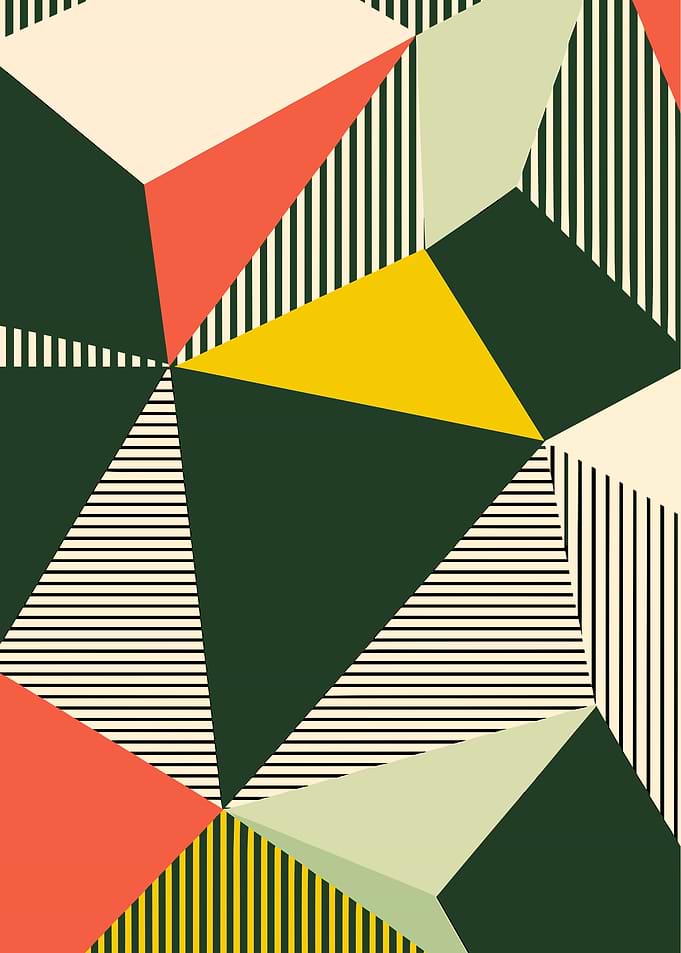 Geometric Abstract with Stripes and Triangles