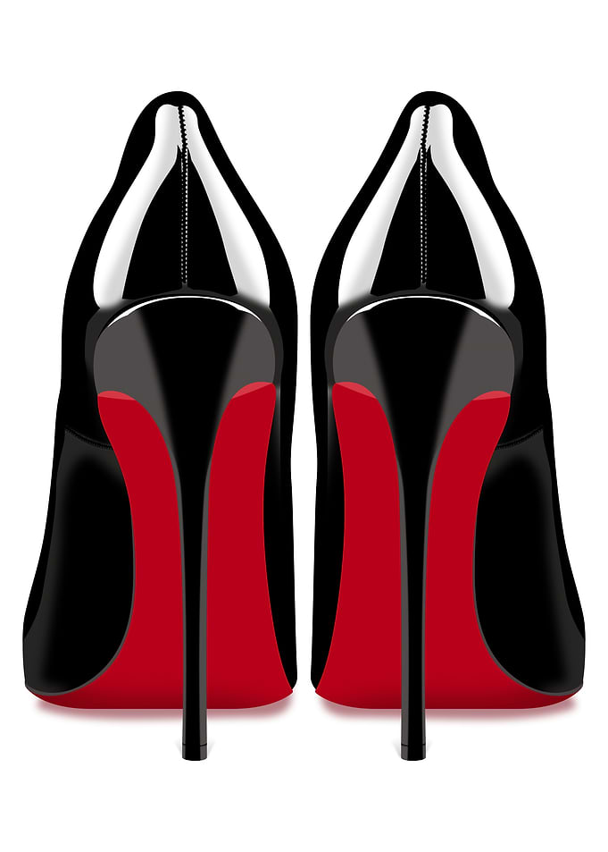 Black High Heels with Red Soles White Background