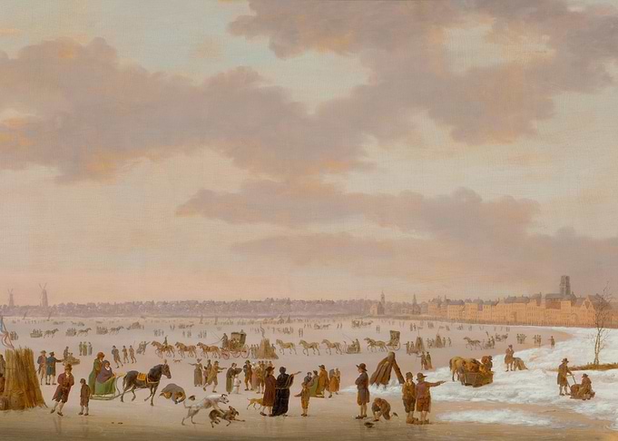Winter Scene with Ice Skaters Painting